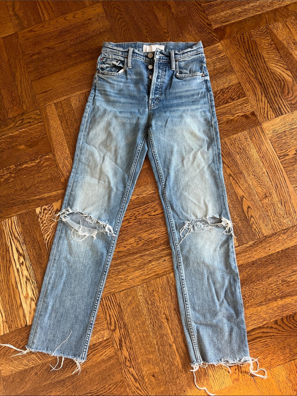 MOTHER The Tomcat Ankle Fray “The Last Super Distressed” Straight-Leg Jeans
